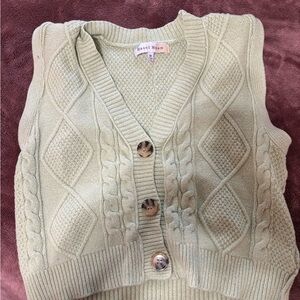 Women's Green Cable Knit Sweater Vest